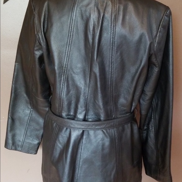 Worthington Black Leather Jacket w/Belt - Picture 2 of 6